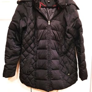 Jones New York- Faux Fur Edge Hood- Winter Jacket- Black-Women's XL